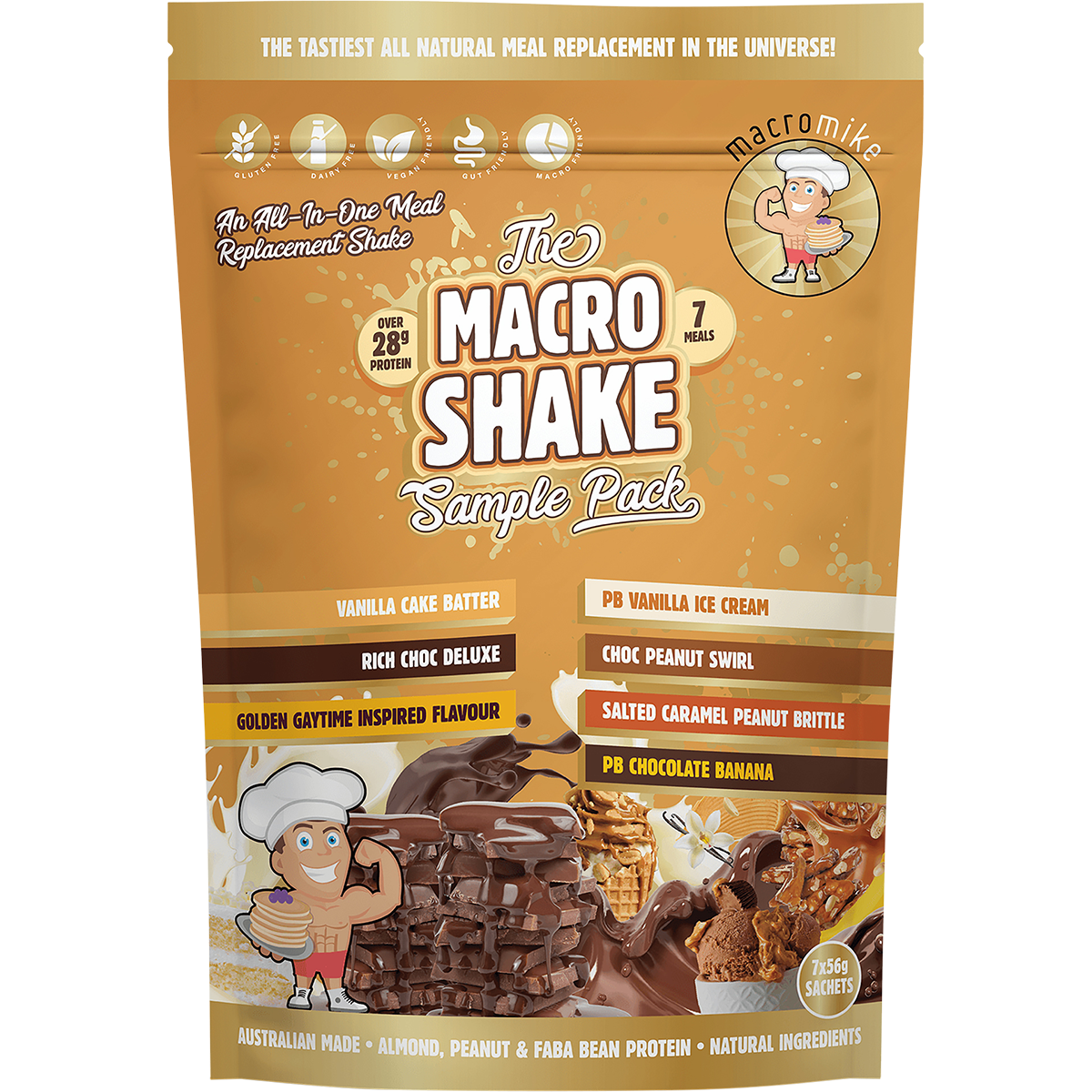 Macro Mike The Macro Shake Meal Replacement Sample Pack 56g x 7 Pack