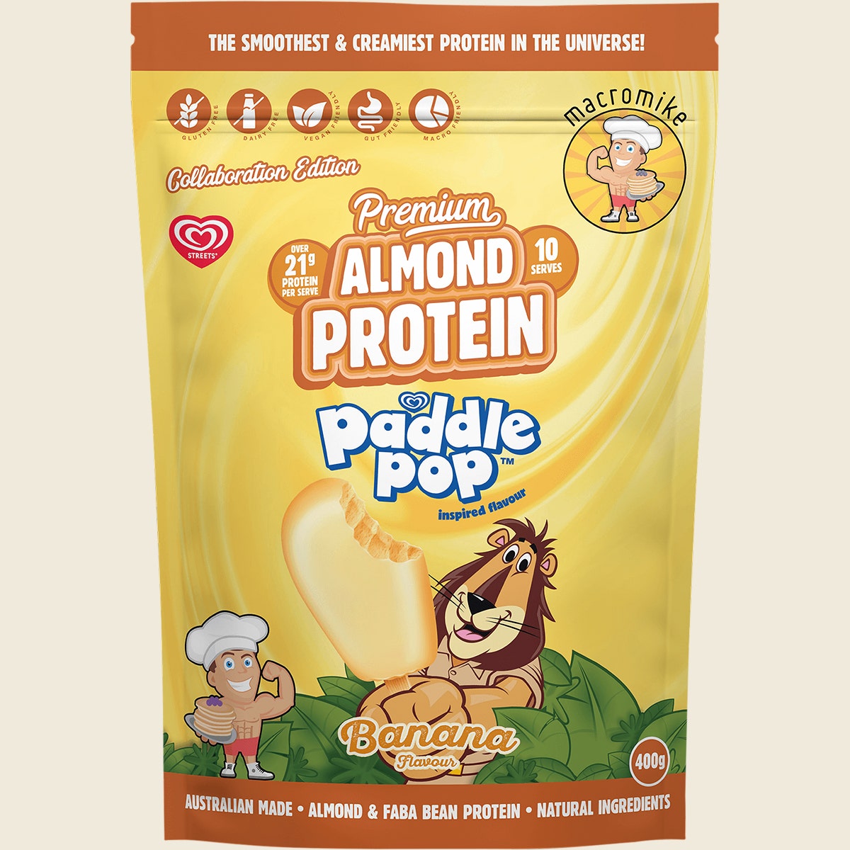 Macro Mike x Streets Almond Protein Banana Paddle Pop Inspired 400g