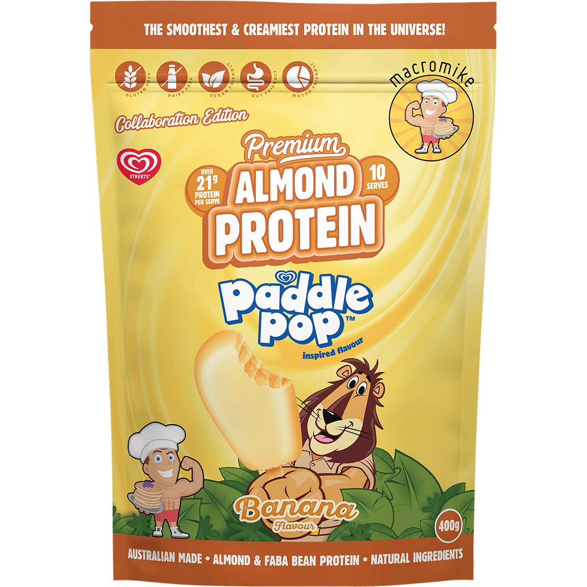 Macro Mike x Streets Almond Protein Banana Paddle Pop Inspired 400g