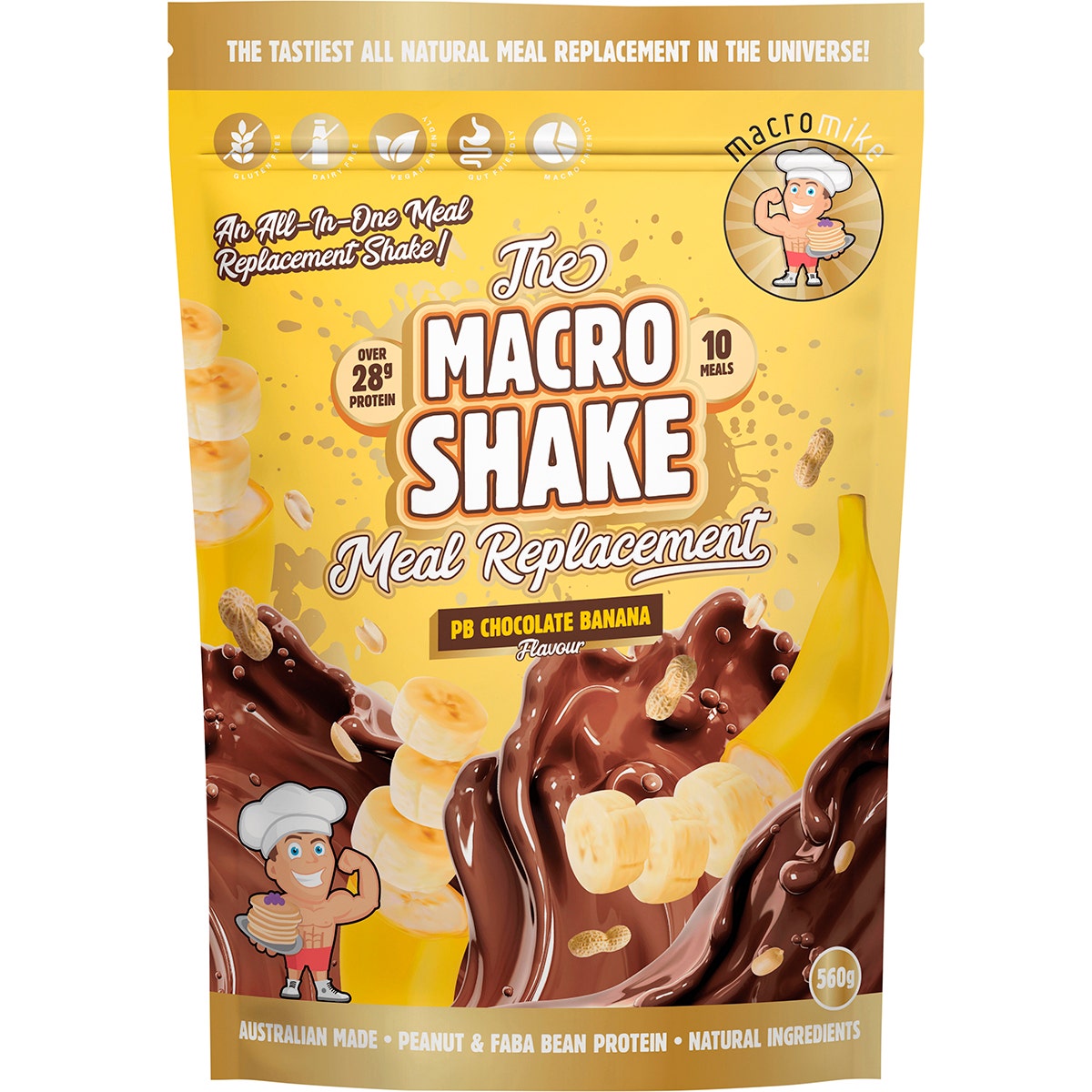 MACRO MIKE The Macro Shake Meal Replacement PB Chocolate Banana 560g - Cutprice Online