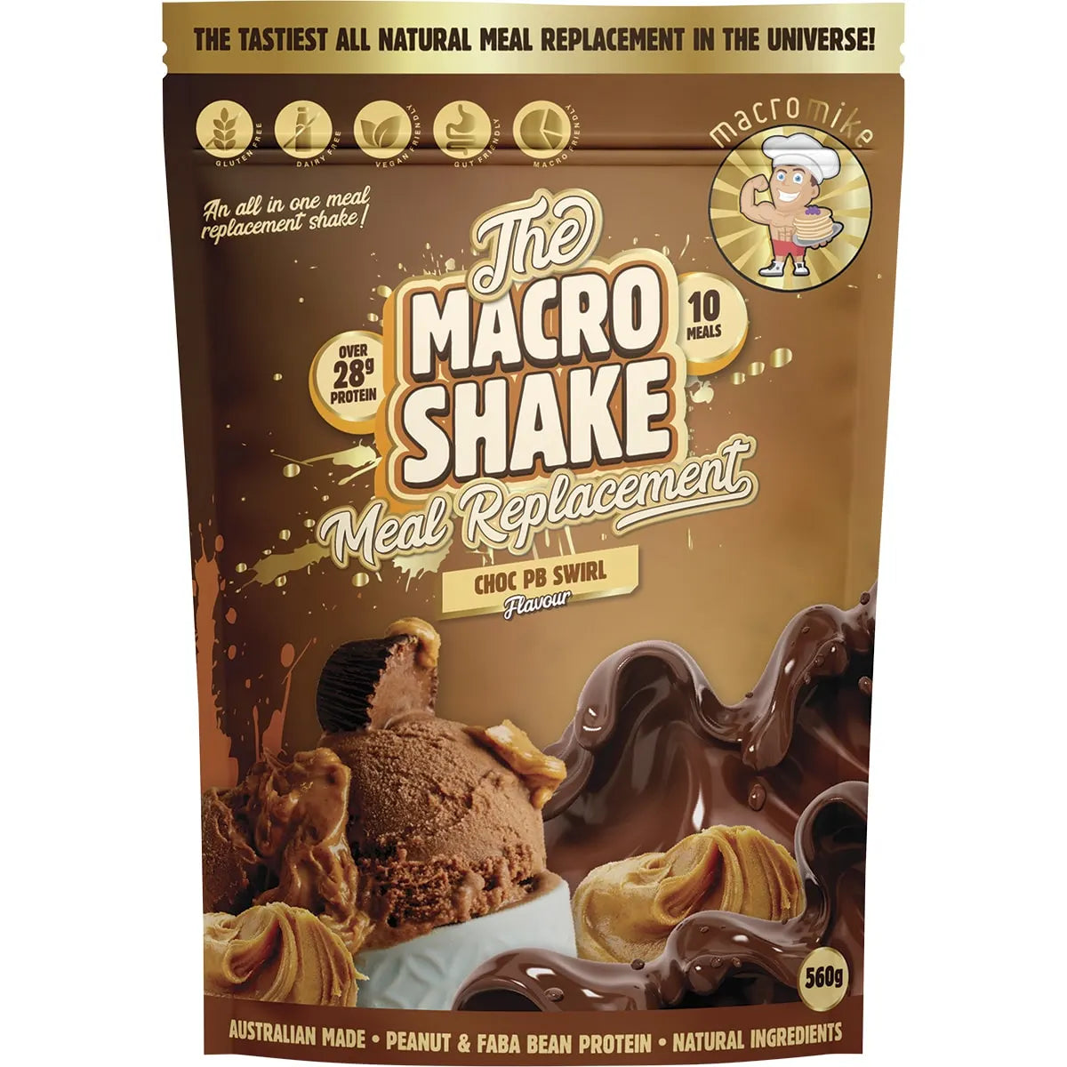 Macro Mike The Macro Shake Meal Replacement Choc PB Swirl 560g MACRO MIKE