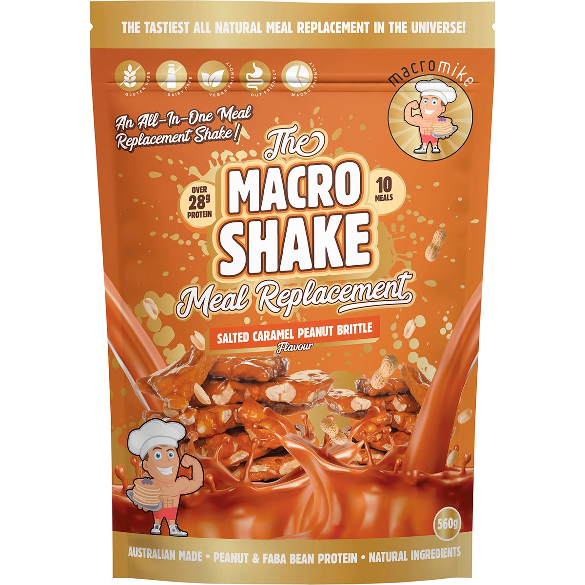 MACRO MIKE The Macro Shake Meal Replacement Salted Caramel Peanut 560g - Cutprice Online