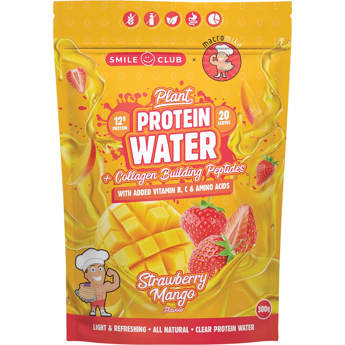 MACRO MIKE Plant Protein Water Strawberry Mango 300g - Cutprice Online