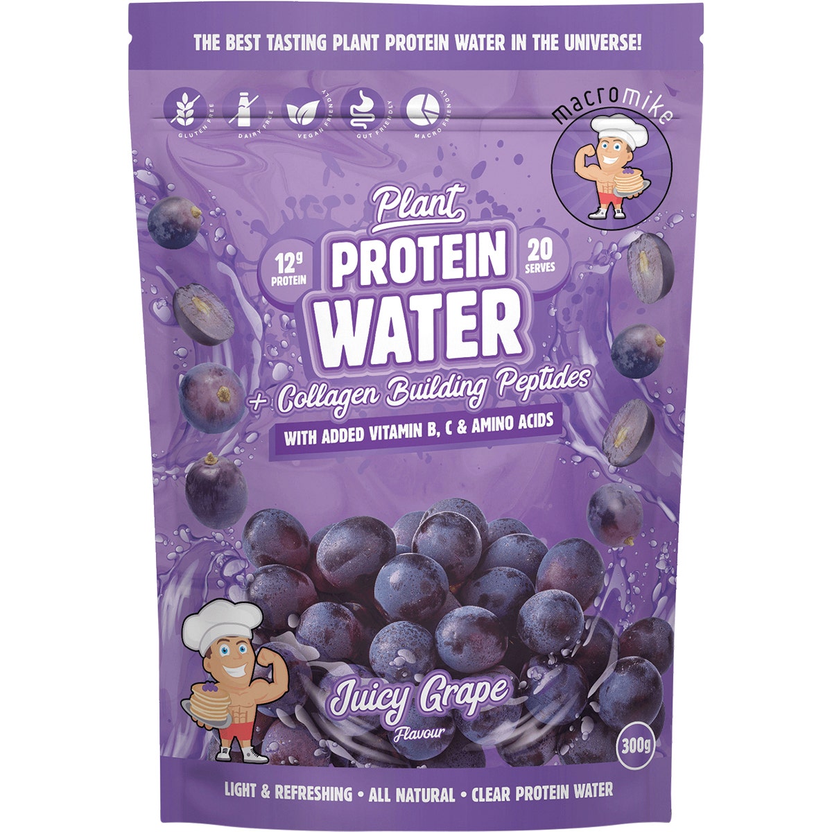 MACRO MIKE Plant Protein Water Juicy Grape 300g - Cutprice Online