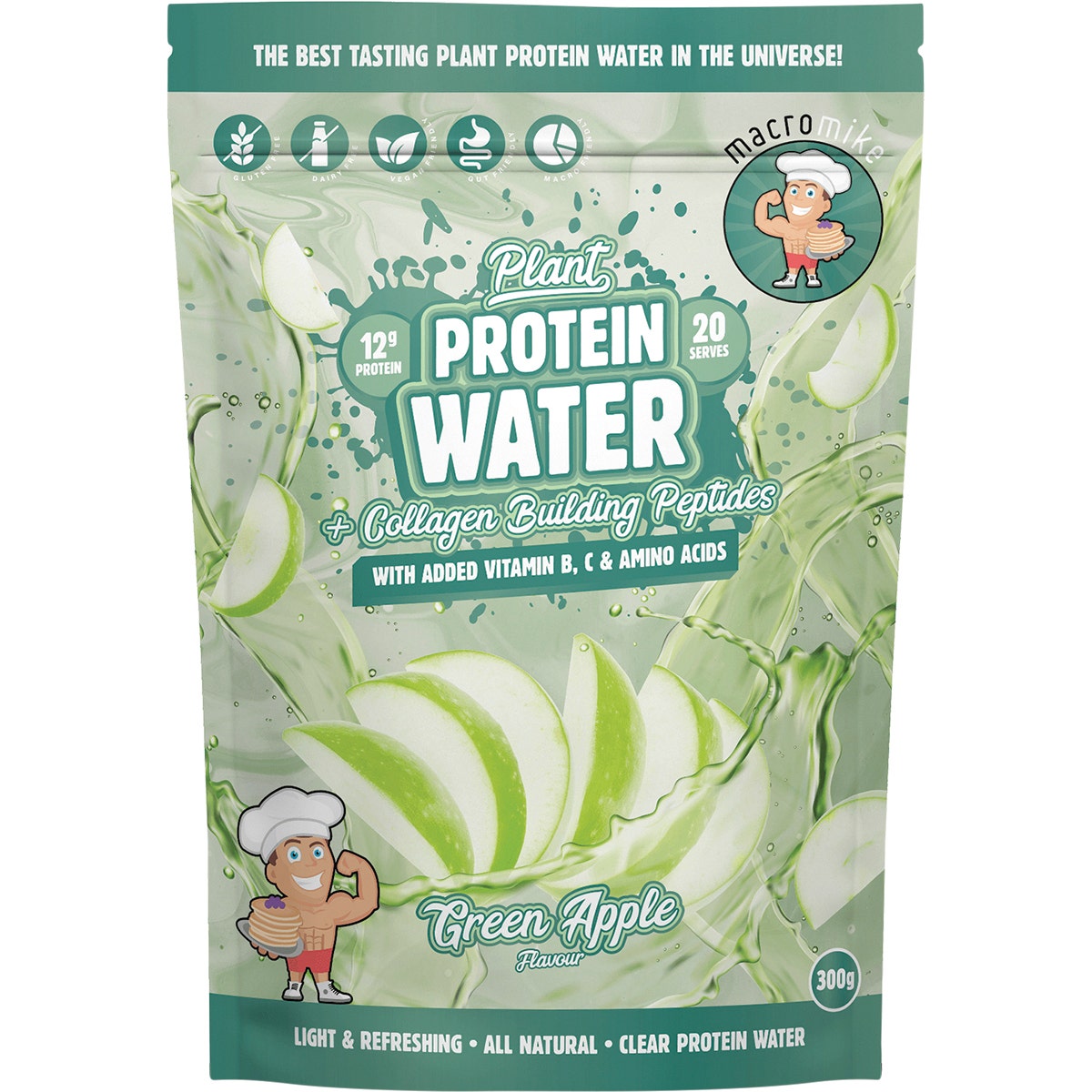 MACRO MIKE Plant Protein Water Green Apple 300g - Cutprice Online