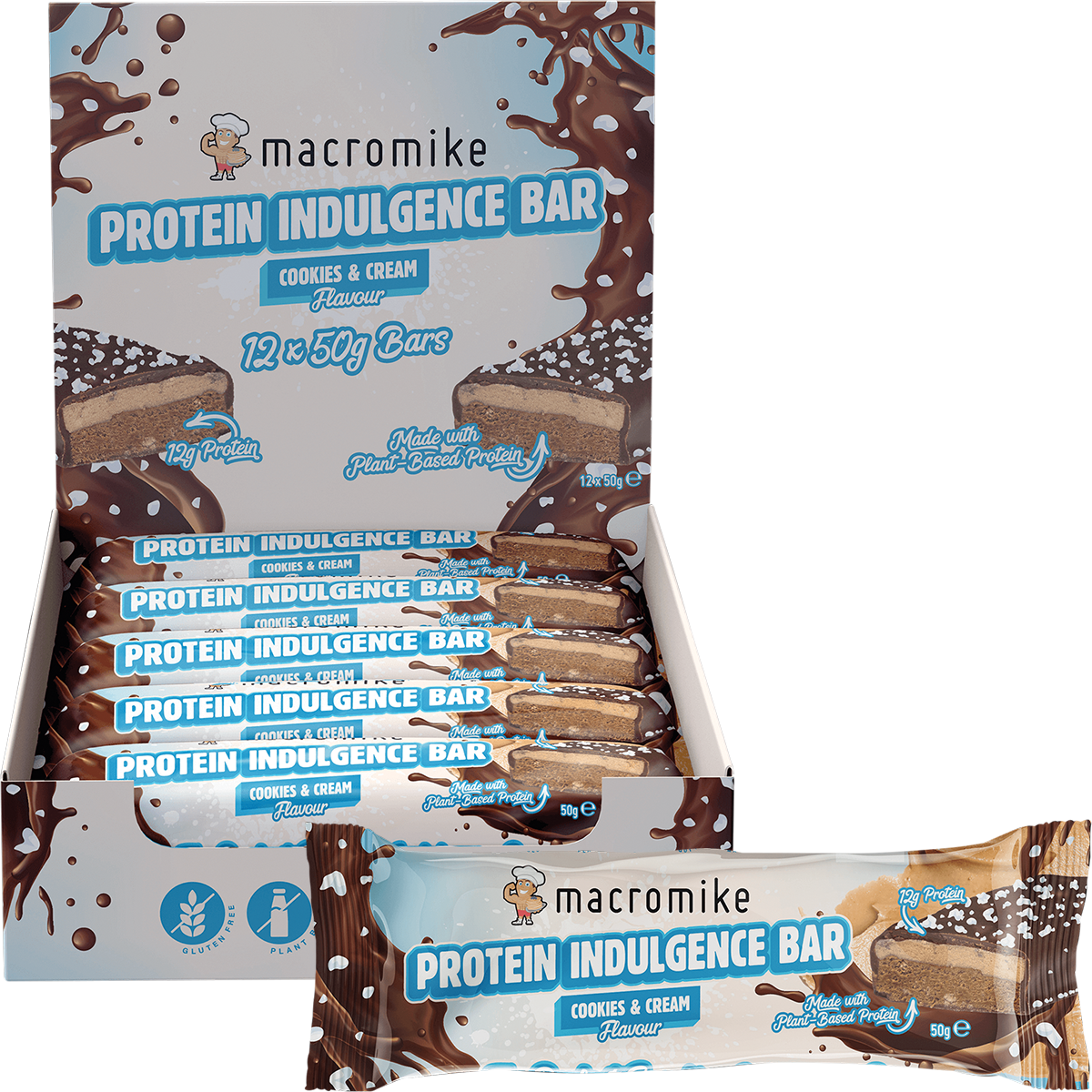 Macro Mike Protein Indulgence Bar Cookies & Cream 50g x 12 Pack