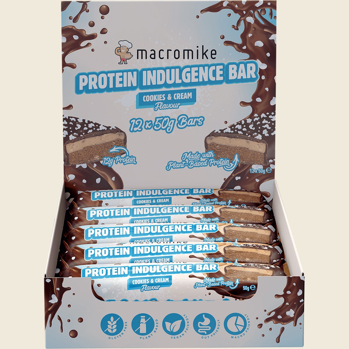 Macro Mike Protein Indulgence Bar Cookies & Cream 12x50g