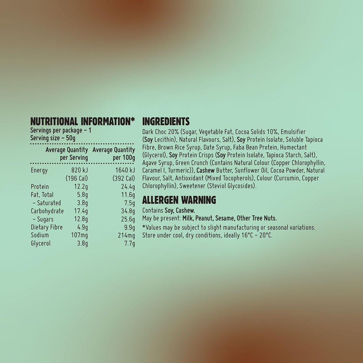 Macro Mike Protein Indulgence Bar Choc Mint Slab 12x50g