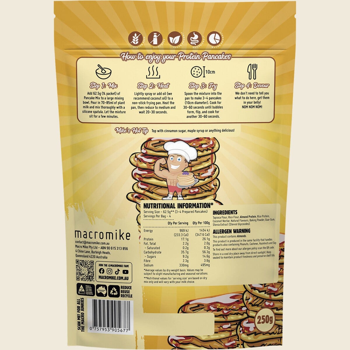 MACRO MIKE Almond Protein Pancake Baking Mix 300g