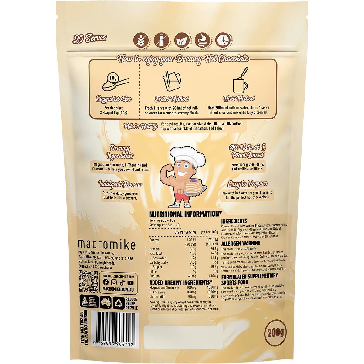 MACRO MIKE Dreamy Hot Chocolate Creamy White Choc 200g