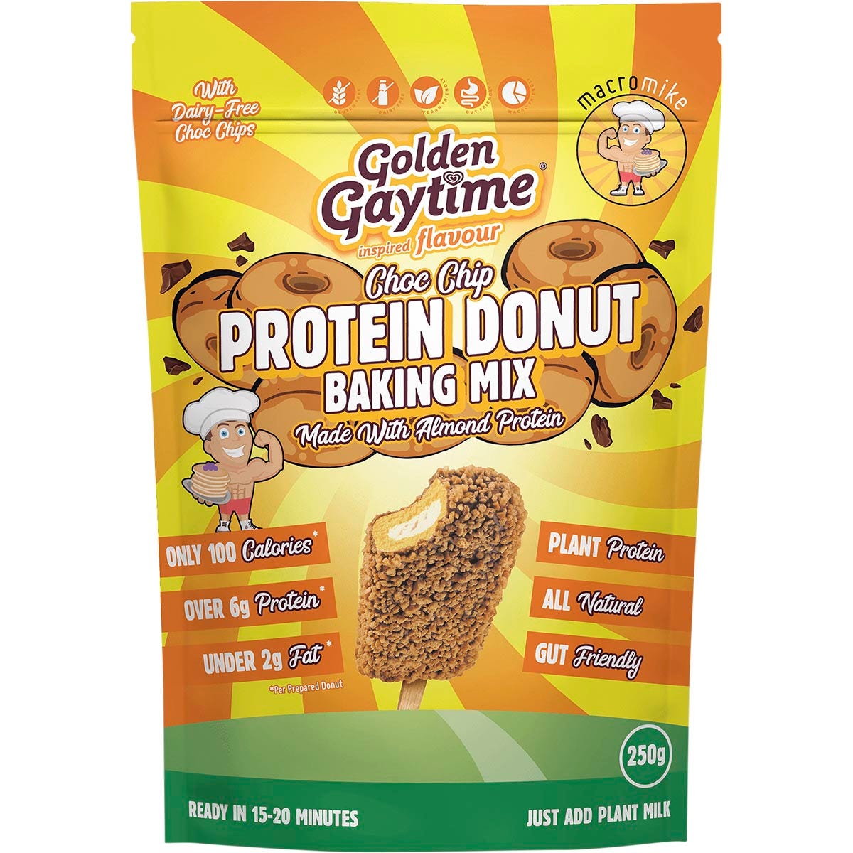 Macro Mike Protein Donut Baking Mix Golden Gaytime Choc Chip 250g - Cutprice Online
