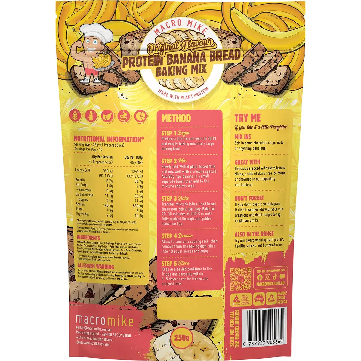 MACRO MIKE Protein Banana Bread Baking Mix 250g MACRO MIKE