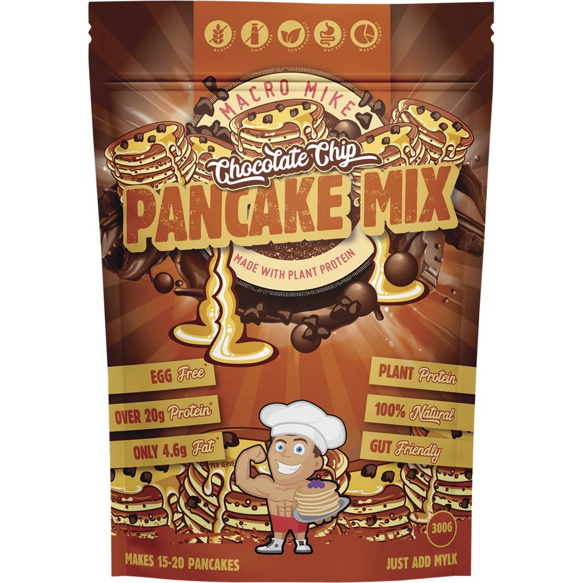 MACRO MIKE Pancake Baking Mix - Almond Protein Chocolate Chip - 300g - Cutprice Online