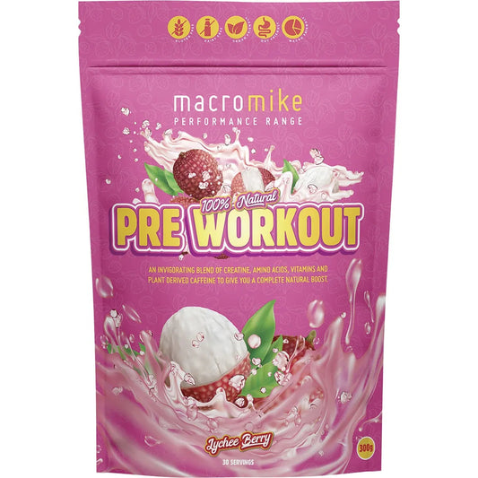 Macro Mike Pre Workout Lychee Berry 300g MACRO MIKE