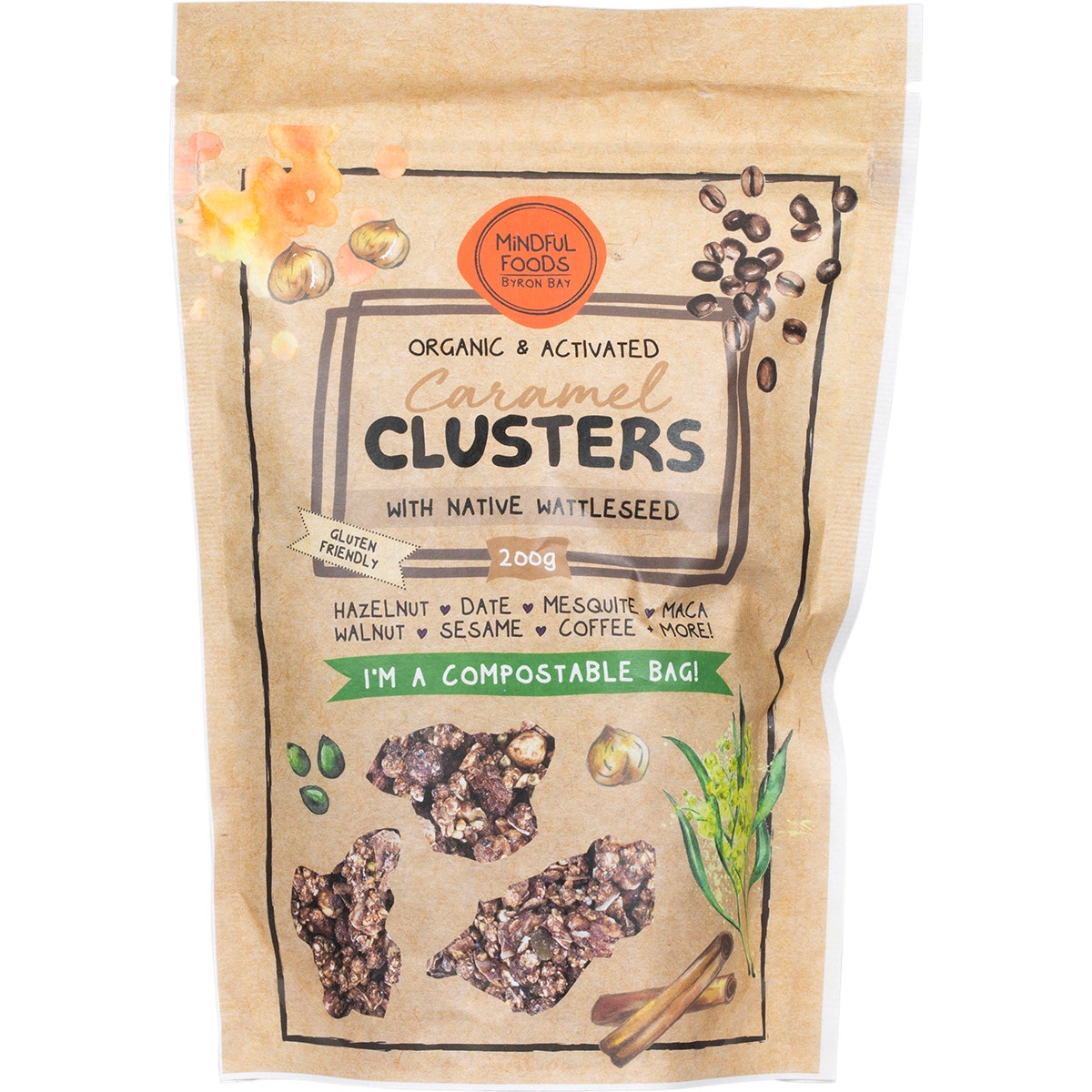MINDFUL FOODS Caramel Clusters Native Wattle Seed Organic & Activated 200g - Cutprice Online
