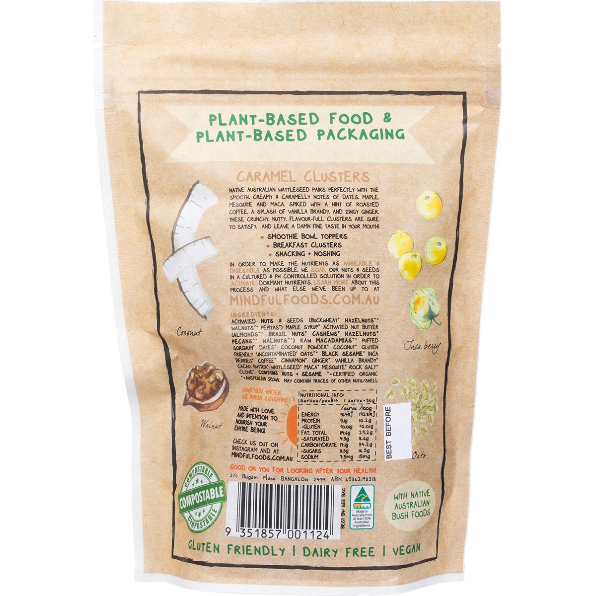 MINDFUL FOODS Caramel Clusters Native Wattle Seed Organic & Activated 200g - Cutprice Online