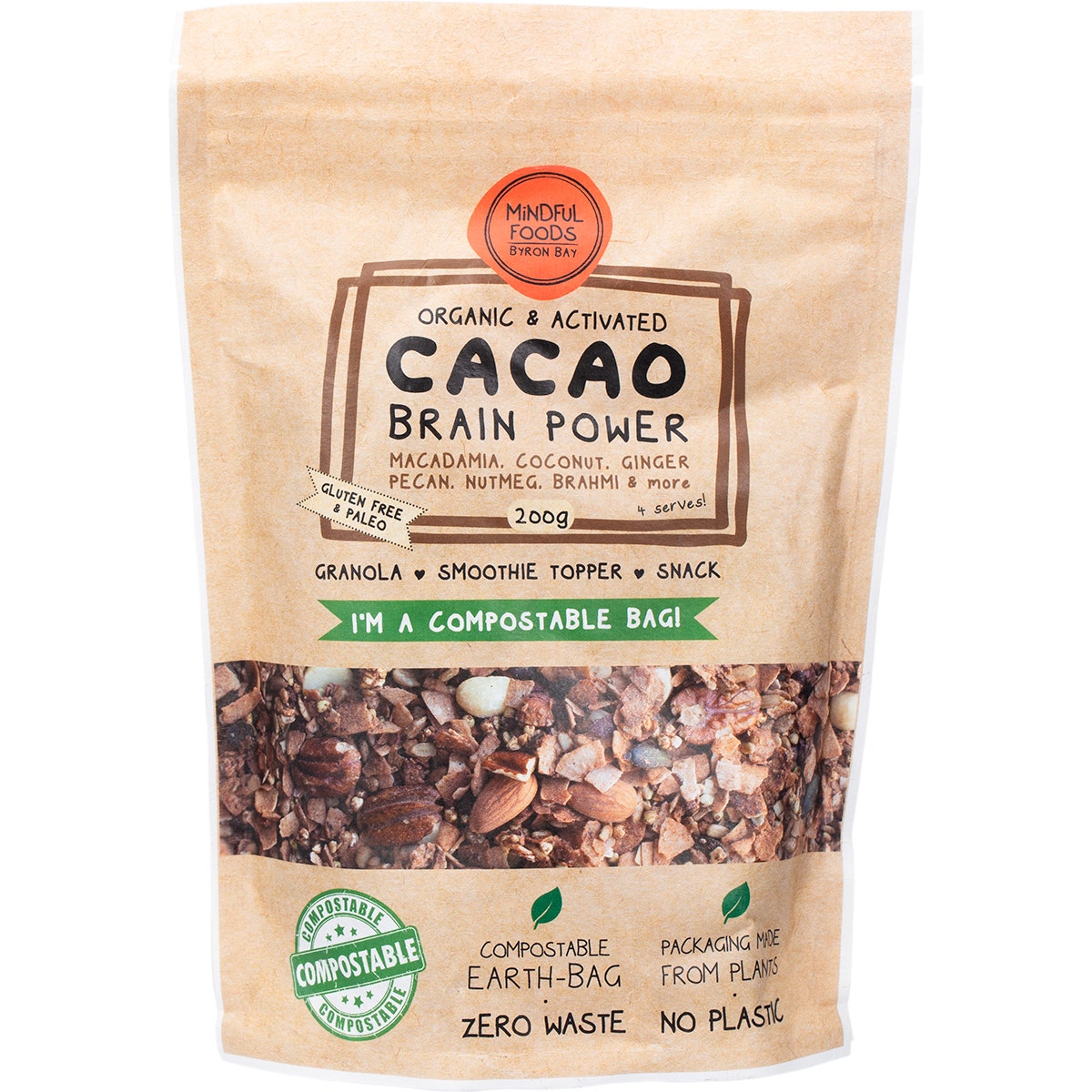 MINDFUL FOODS Cacao Brain Power Organic & Activated 200g - Cutprice Online