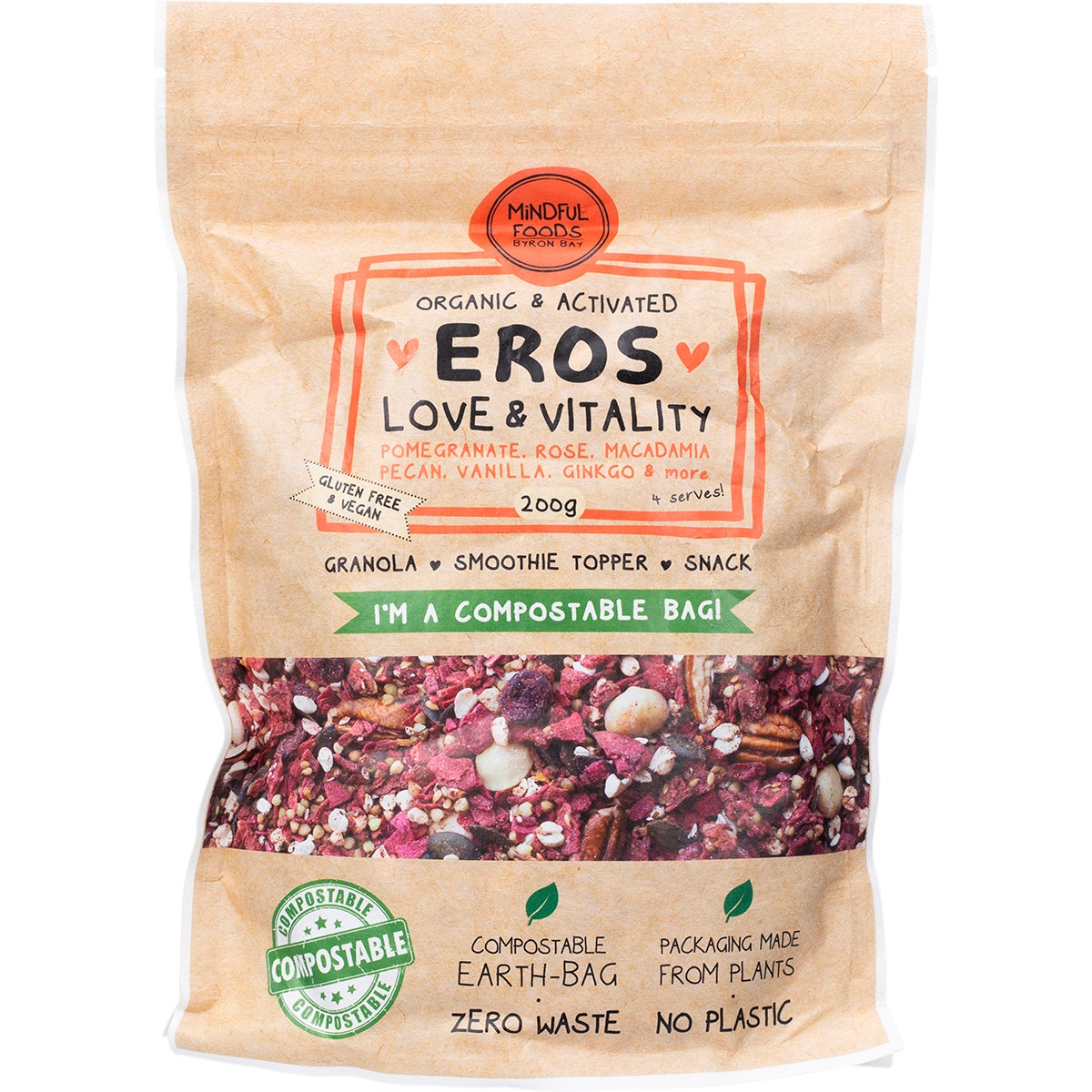 MINDFUL FOODS Eros Love & Vitality Granola Organic & Activated 200g - Cutprice Online