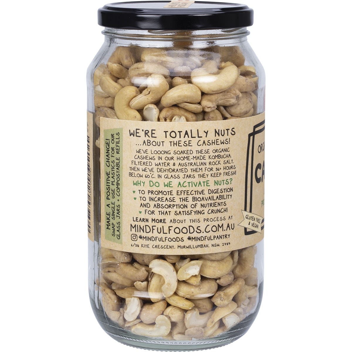 Mindful Foods Cashews Organic & Activated 500g Mindful Foods