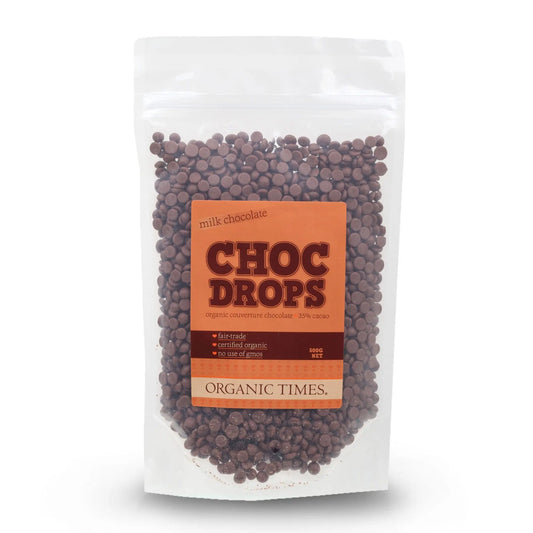 ORGANIC TIMES Choc Drops Milk Couverture Drops 500g ORGANIC TIMES
