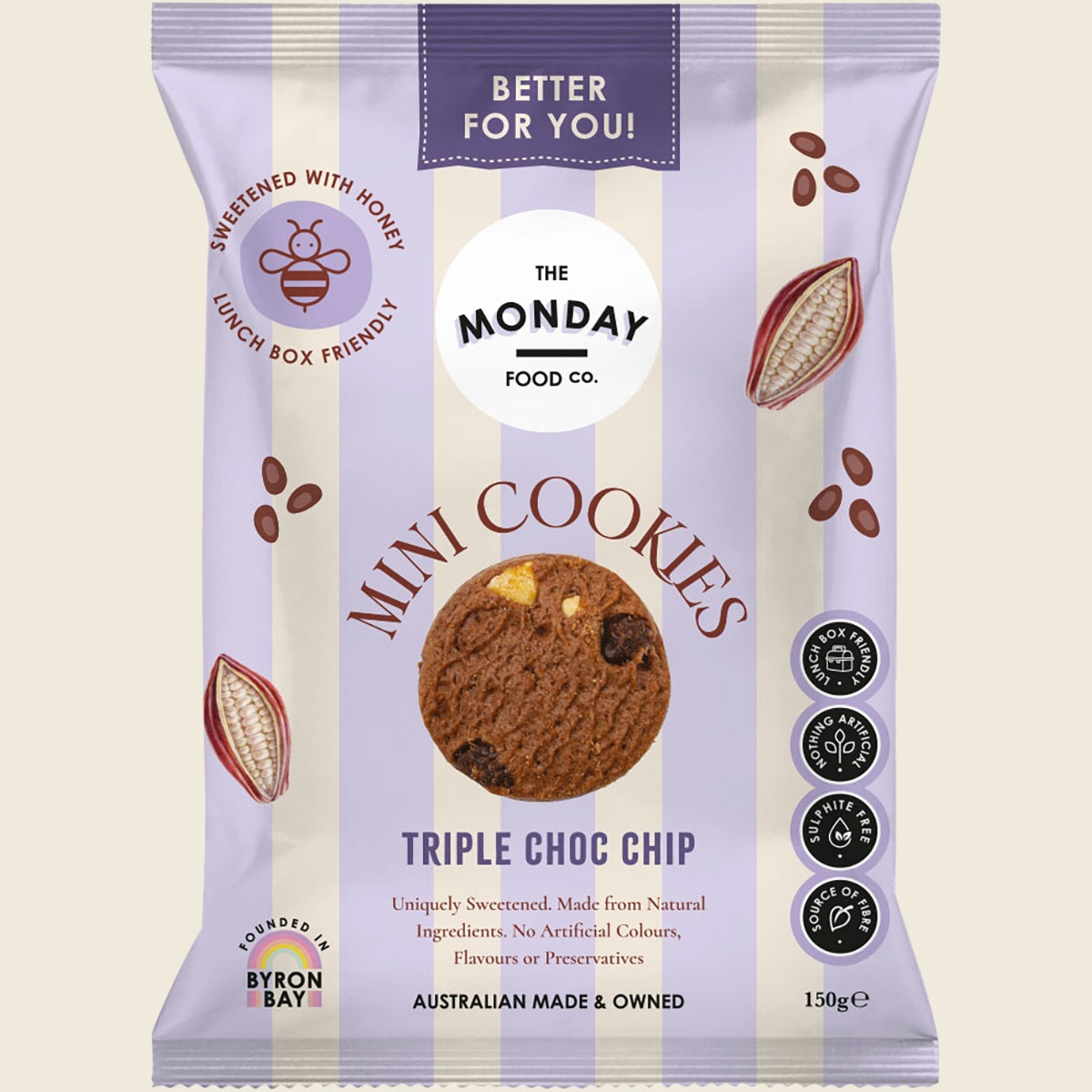 The Monday Food Co. Mini Cookies Triple Choc Chip 6x150g