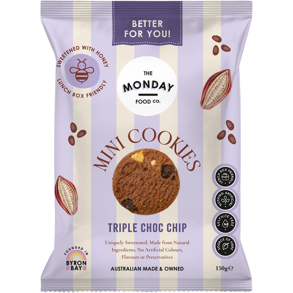 The Monday Food Co. Mini Cookies Triple Choc Chip 6x150g