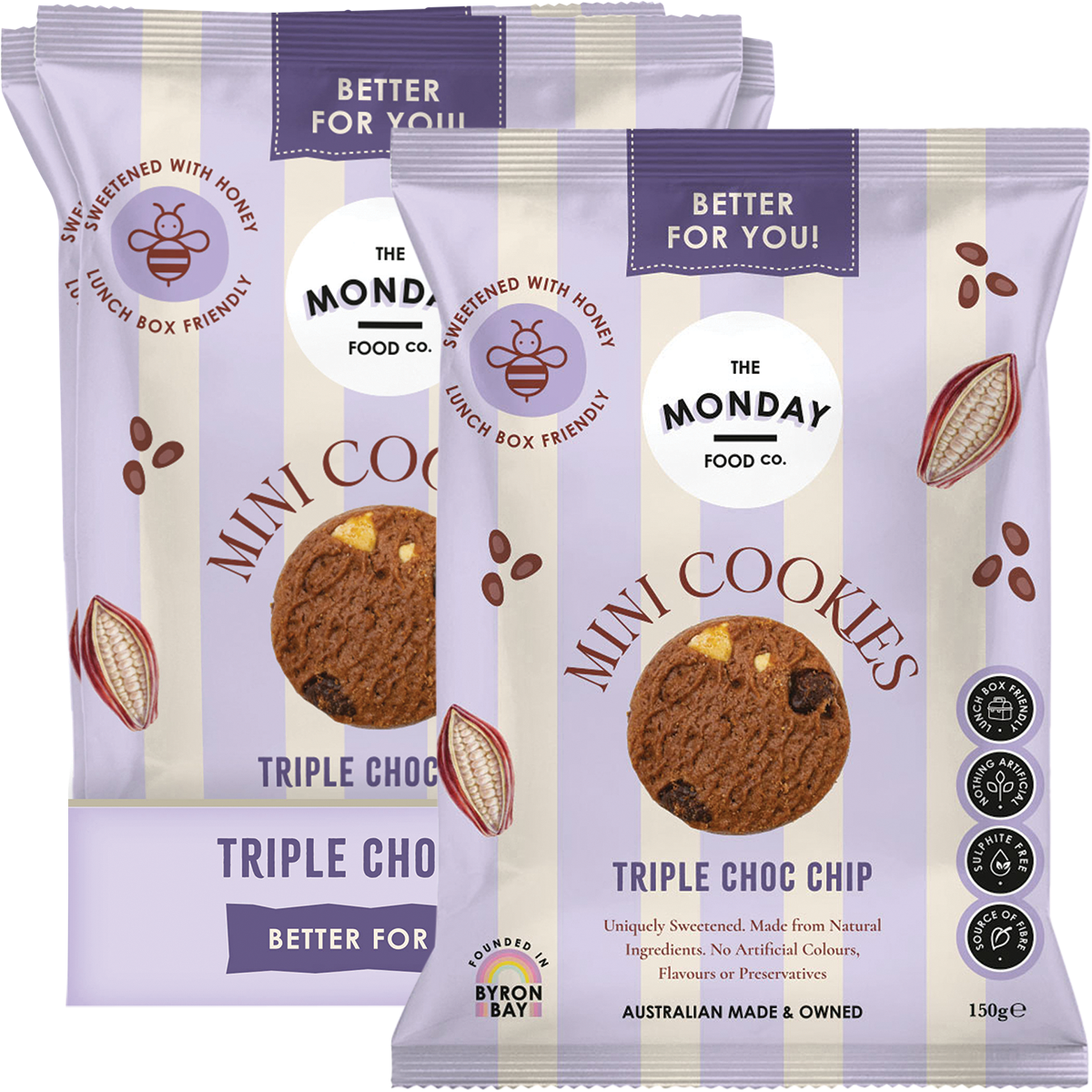 The Monday Food Co. Mini Cookies Triple Choc Chip 6x150g