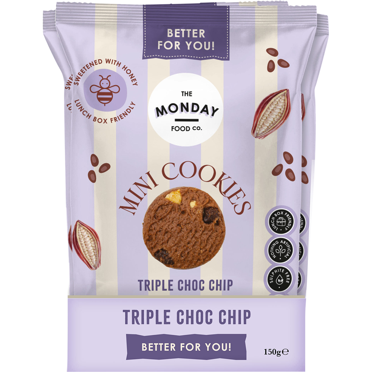 The Monday Food Co. Mini Cookies Triple Choc Chip 6x150g