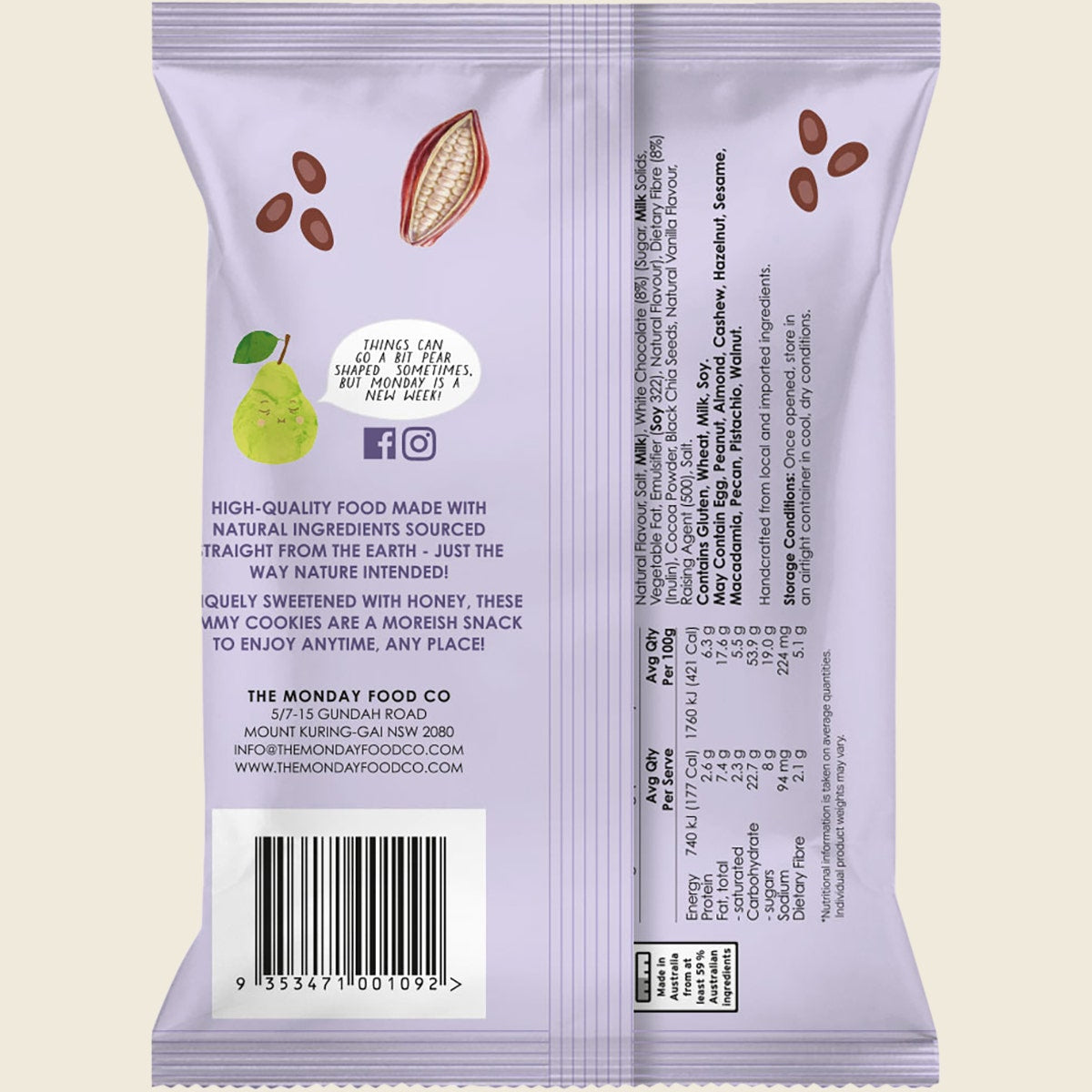 The Monday Food Co. Mini Cookies Triple Choc Chip 6x150g