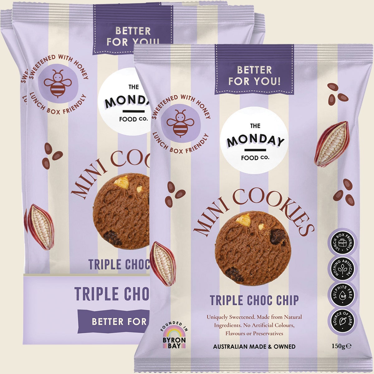 The Monday Food Co. Mini Cookies Triple Choc Chip 6x150g