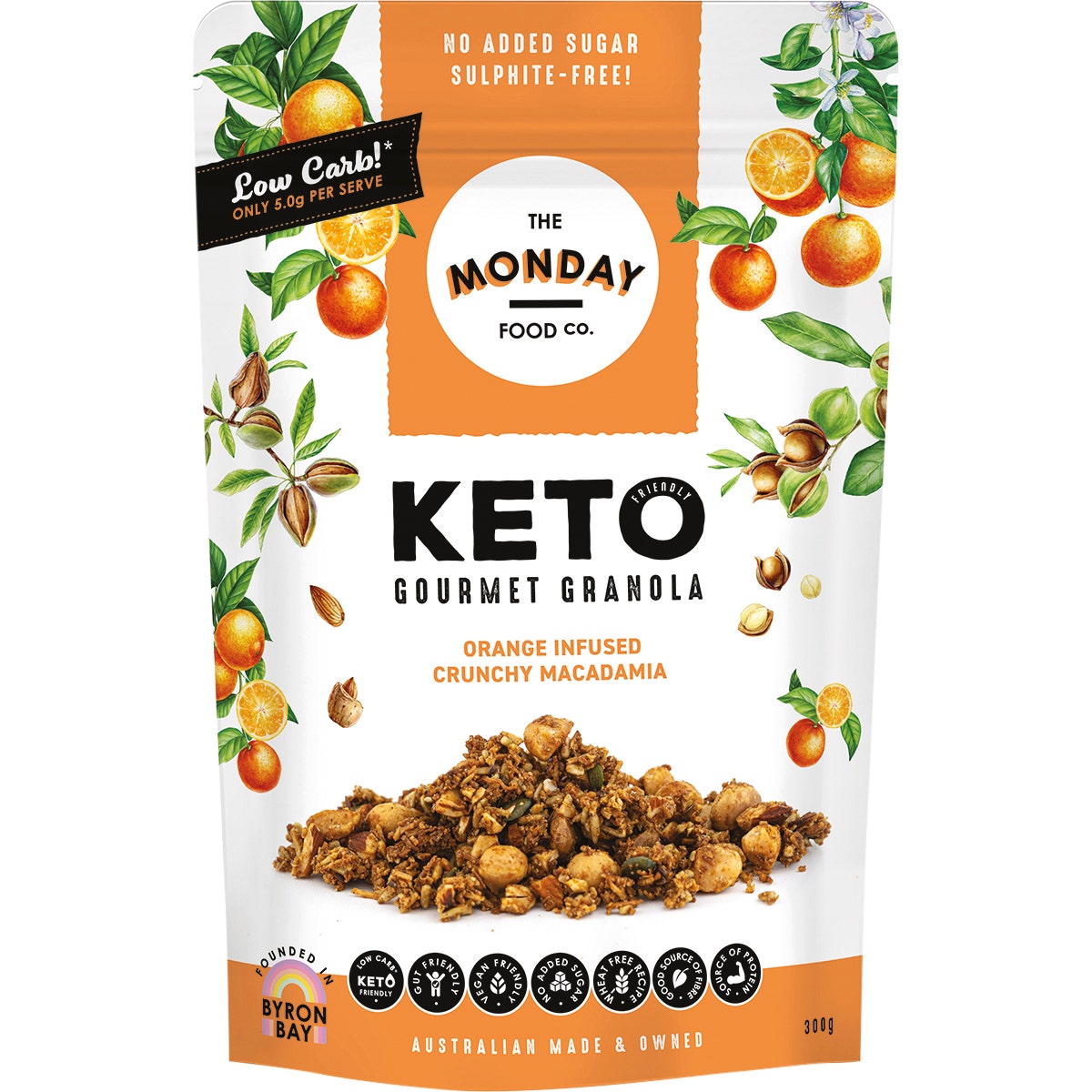 The Monday Food Co. Keto Granola Orange Infused Crunchy Macadamia 300g - Cutprice Online