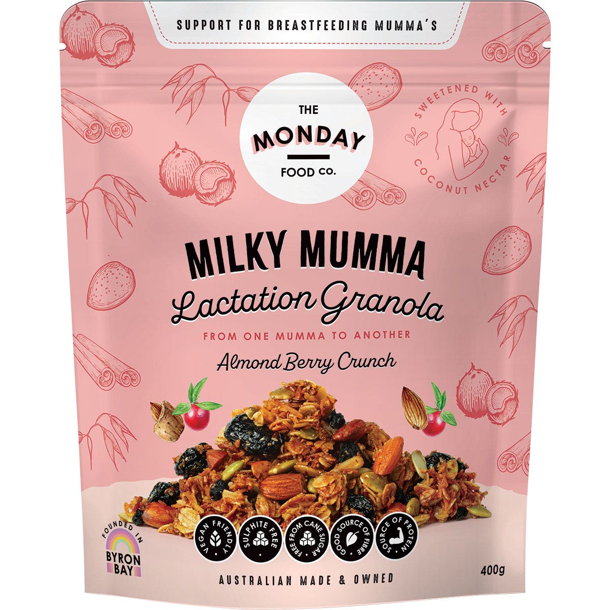 The Monday Food Co. Milky Mumma Lactation Granola Almond Berry Crunch 400g - Cutprice Online