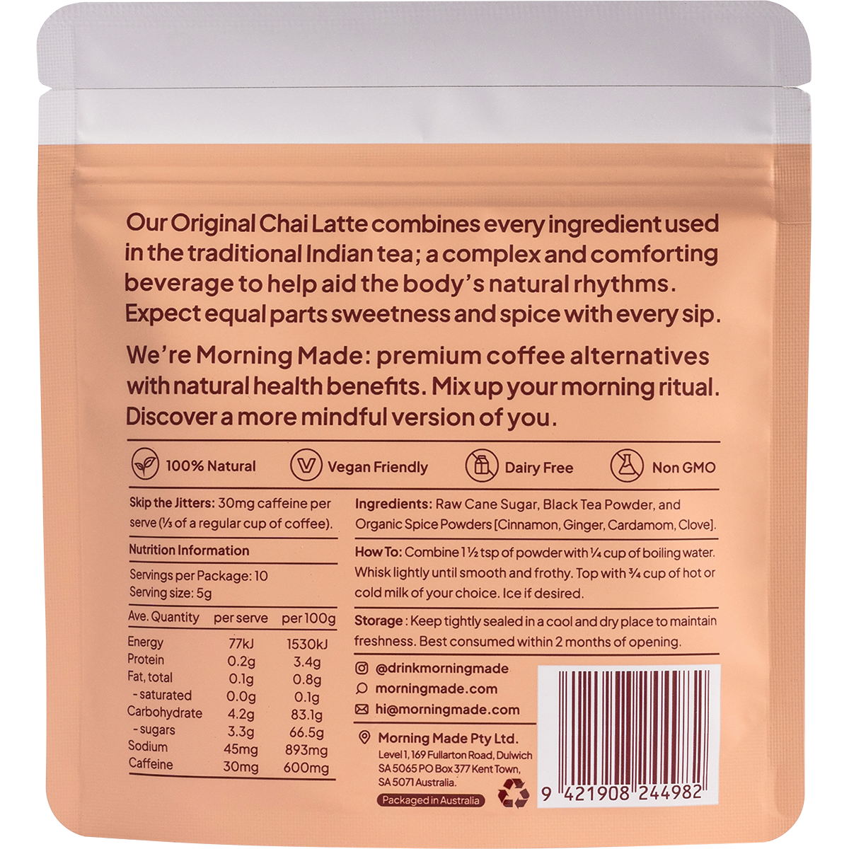 Morning Made Original Chai Latte 50g x 12 Pack