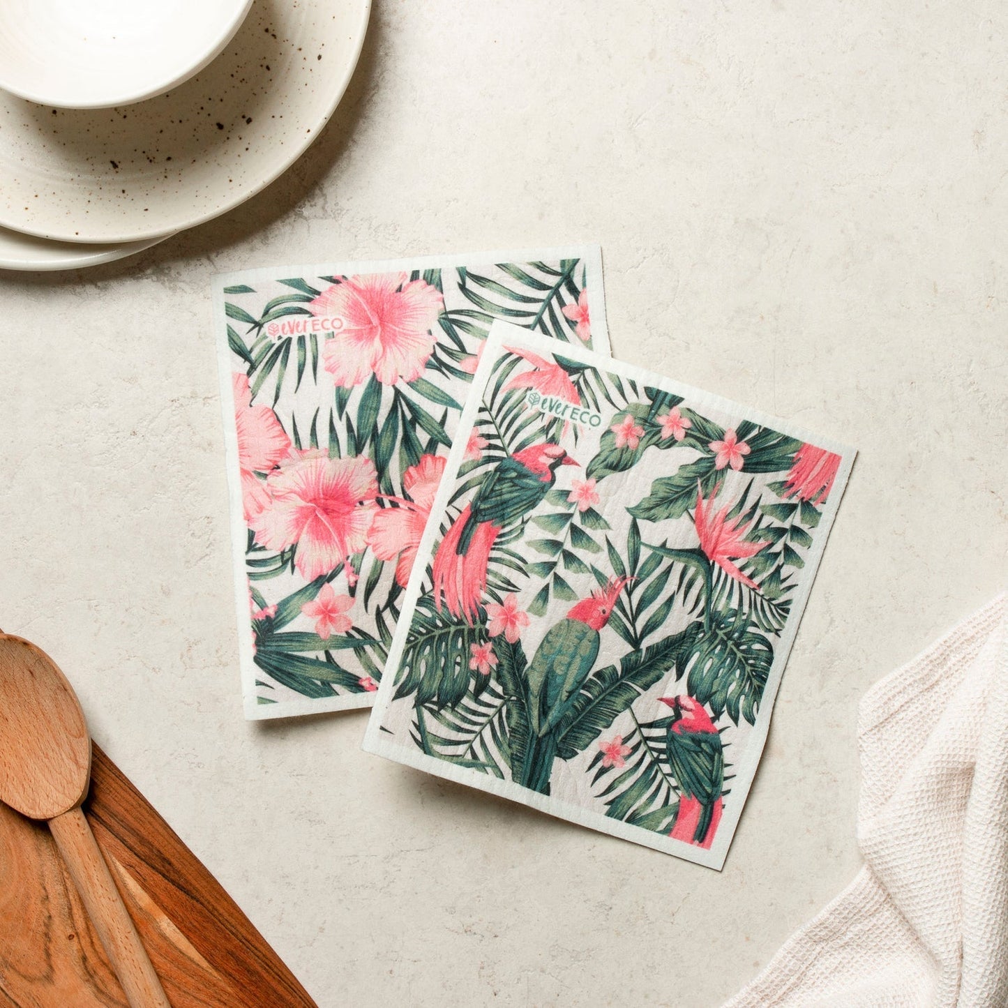 EVER ECO Eco Sponge Cloths Hawaiian Hibiscus Collection 2pk - Cutprice Online