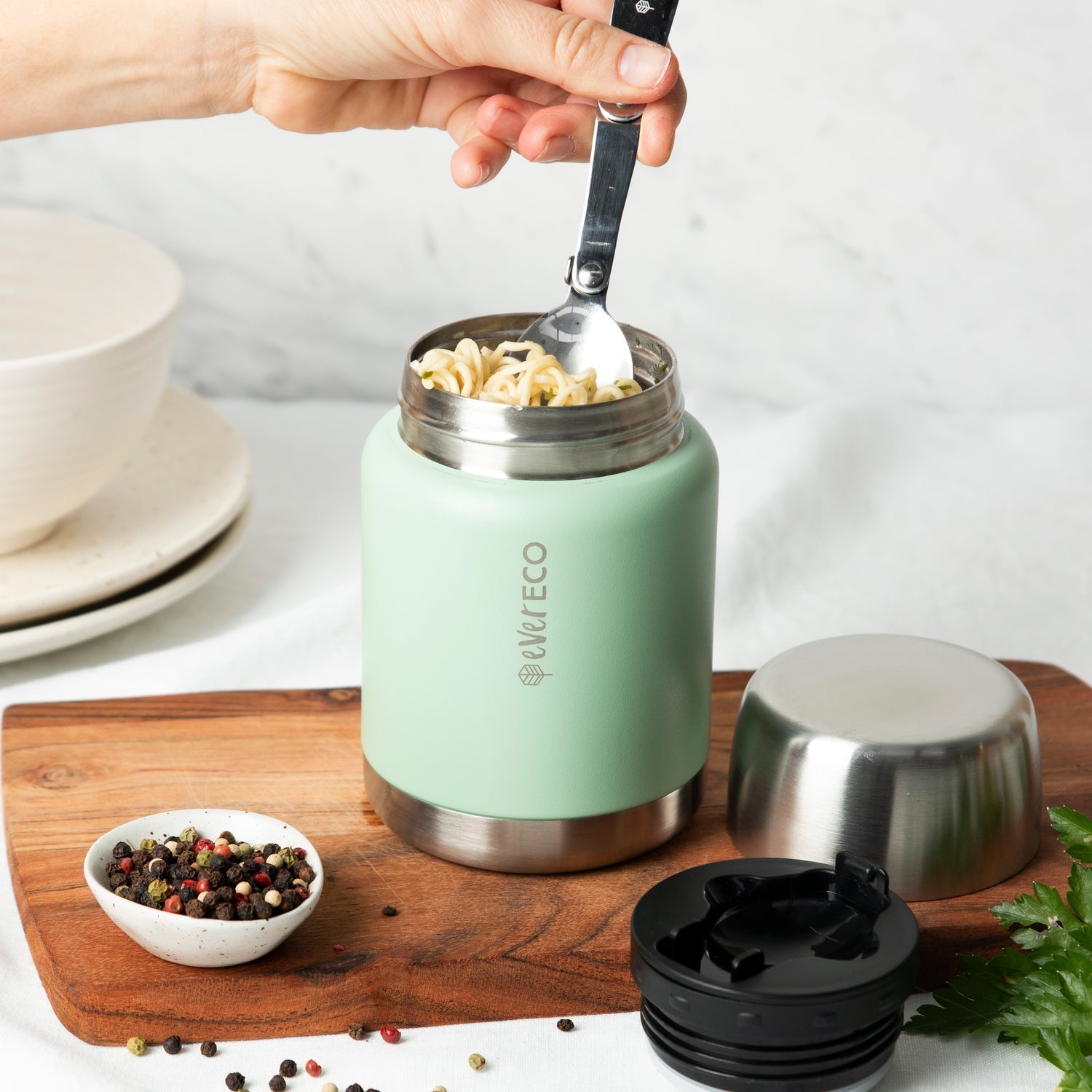 EVER ECO Insulated Stainless Steel Food Jar Sage 500ml - Cutprice Online