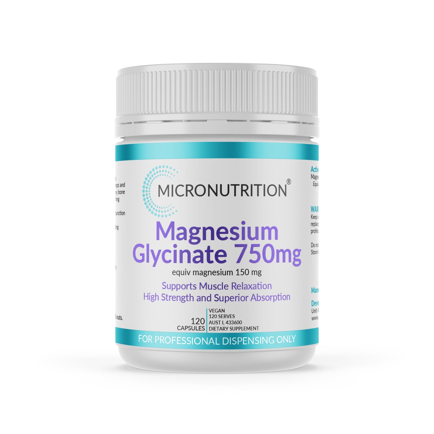 Micronutrition Magnesium Glycinate 750mg 120c - Cutprice Online