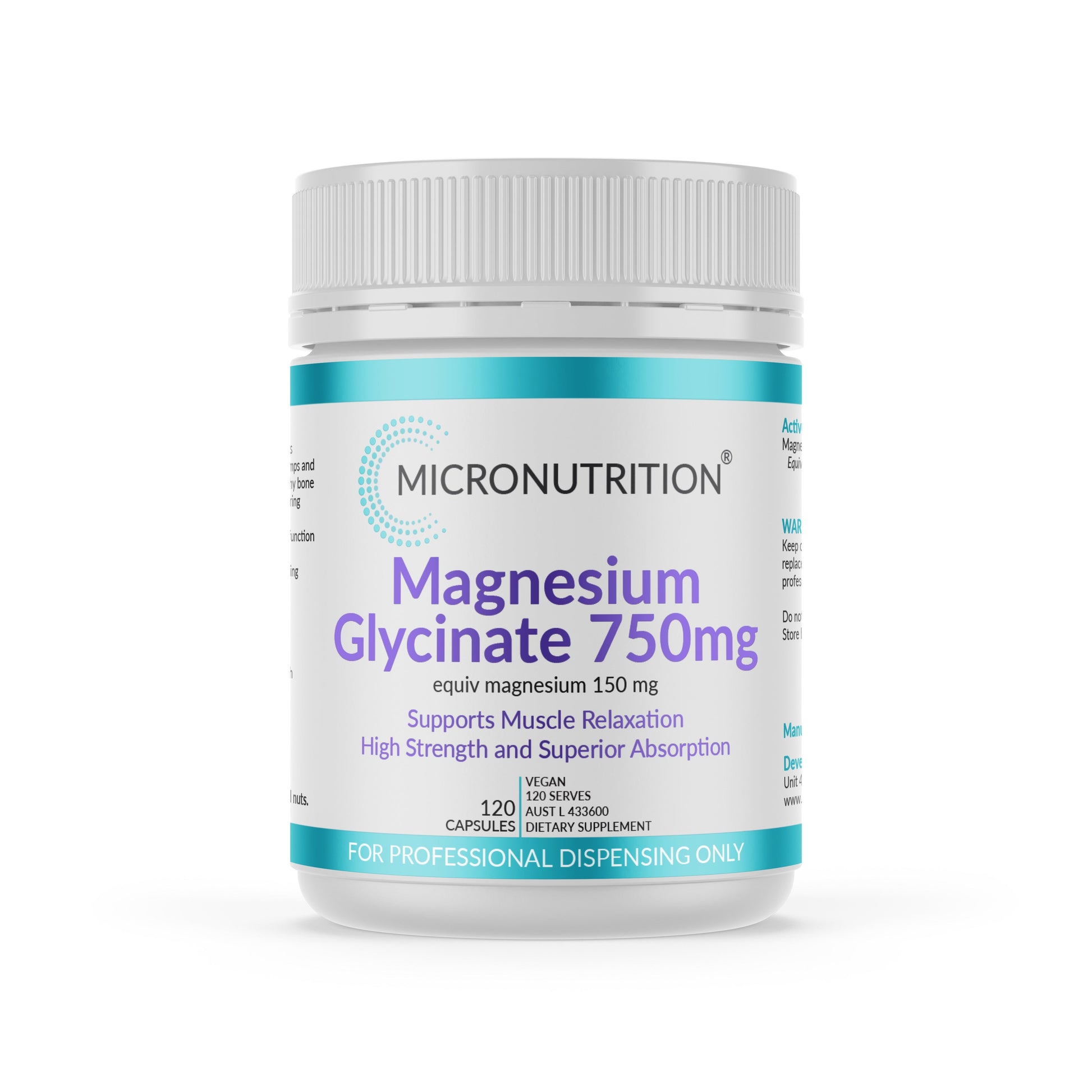 Micronutrition Magnesium Glycinate 750mg 120c - Cutprice Online