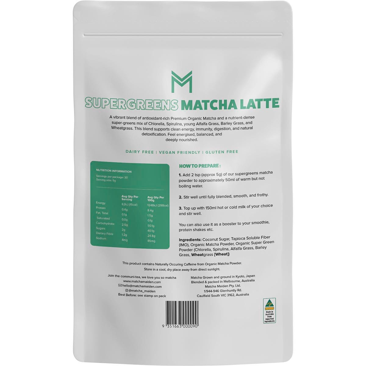 Matcha Maiden Supergreens Matcha Latte 150g - Cutprice Online