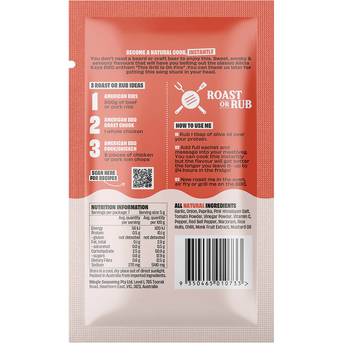 Mingle American BBQ Roast Or Rub All Natural Seasoning 12x35g