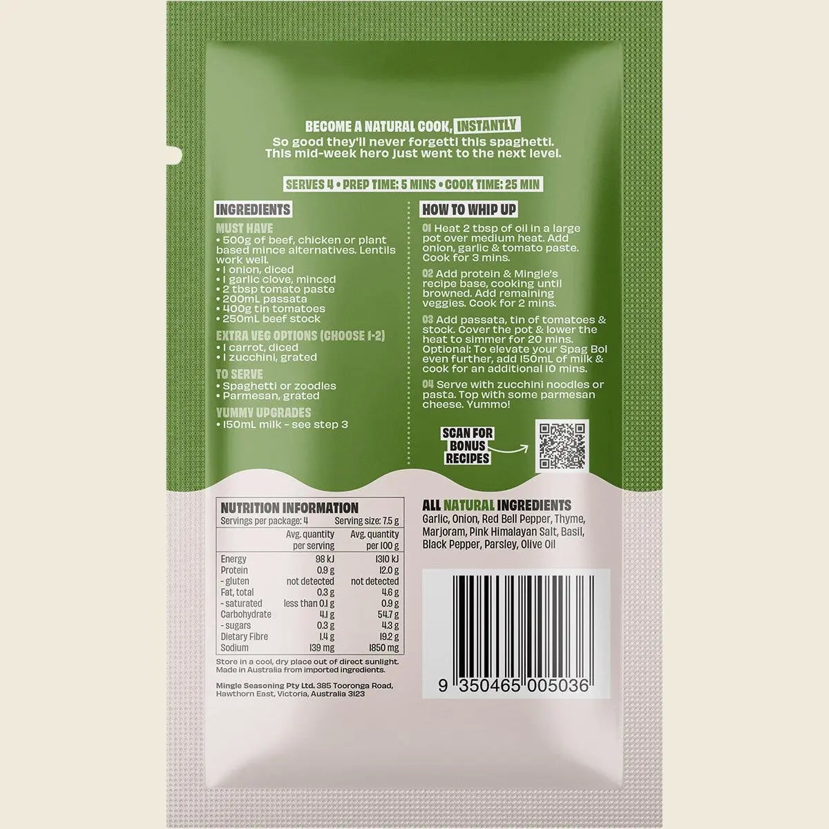 MINGLE Natural Seasoning Blend Spag Bol Speedy-Style 12x30g MINGLE