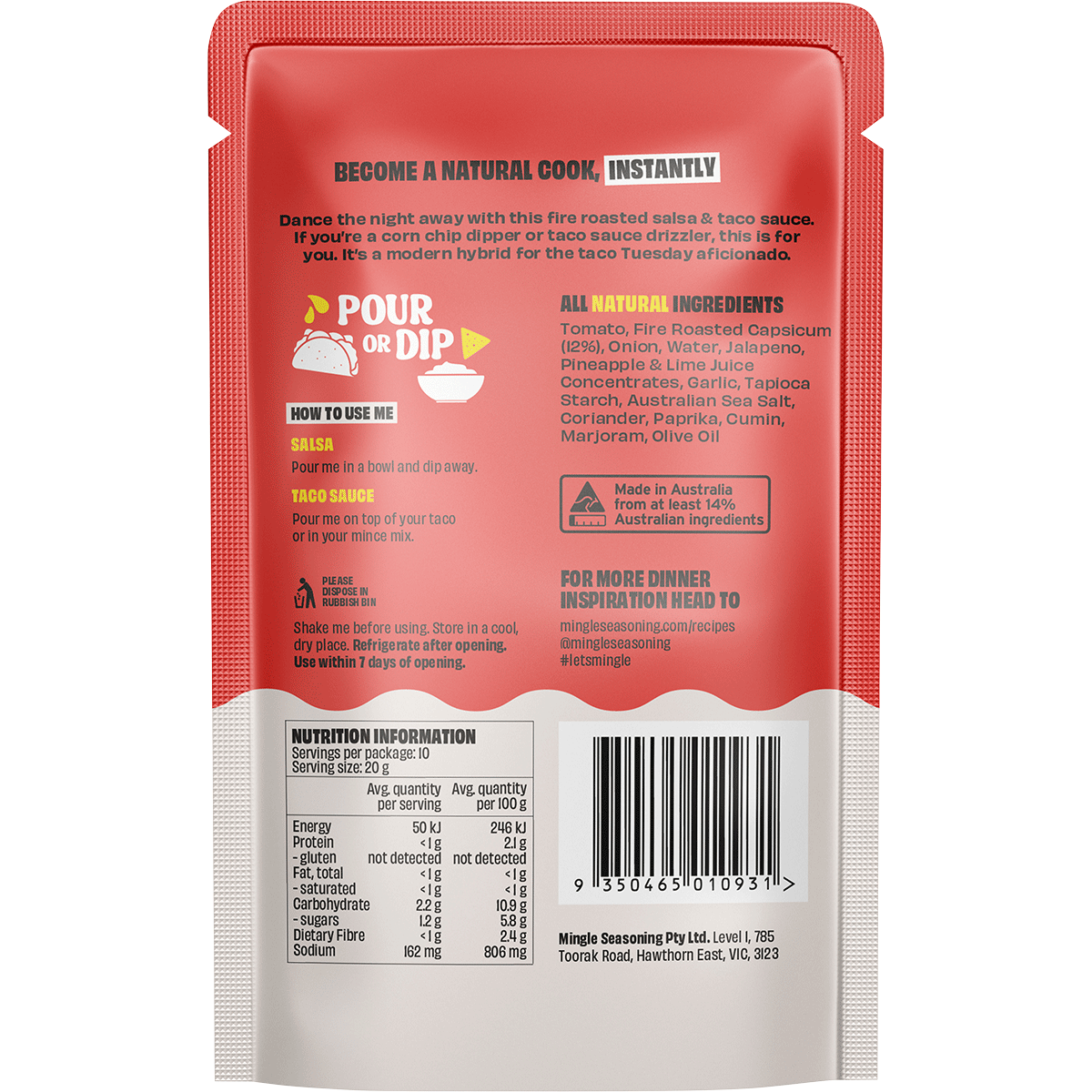 Mingle Salsa & Taco All Natural Sauce 200g x 8 Pack