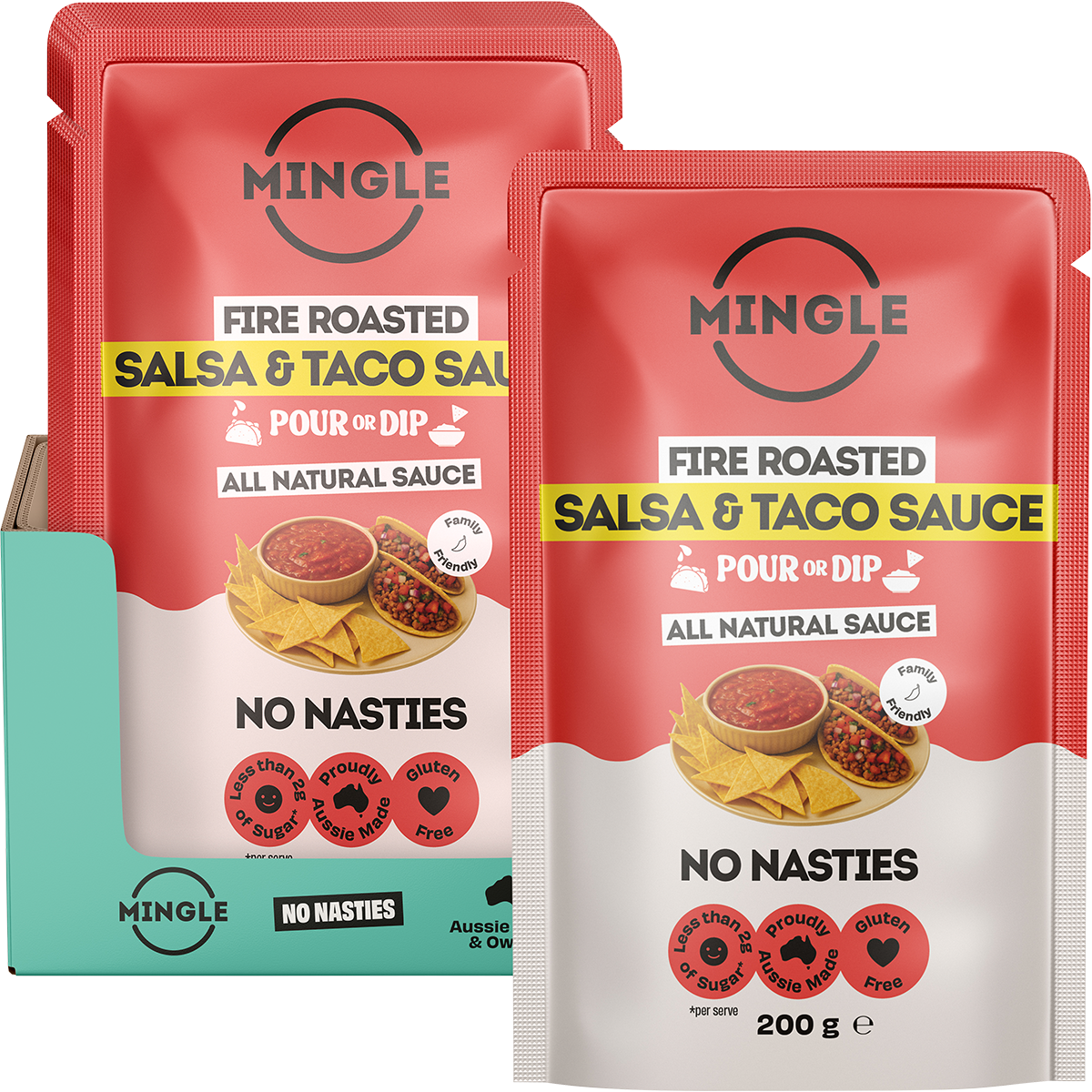 Mingle Salsa & Taco All Natural Sauce 200g x 8 Pack