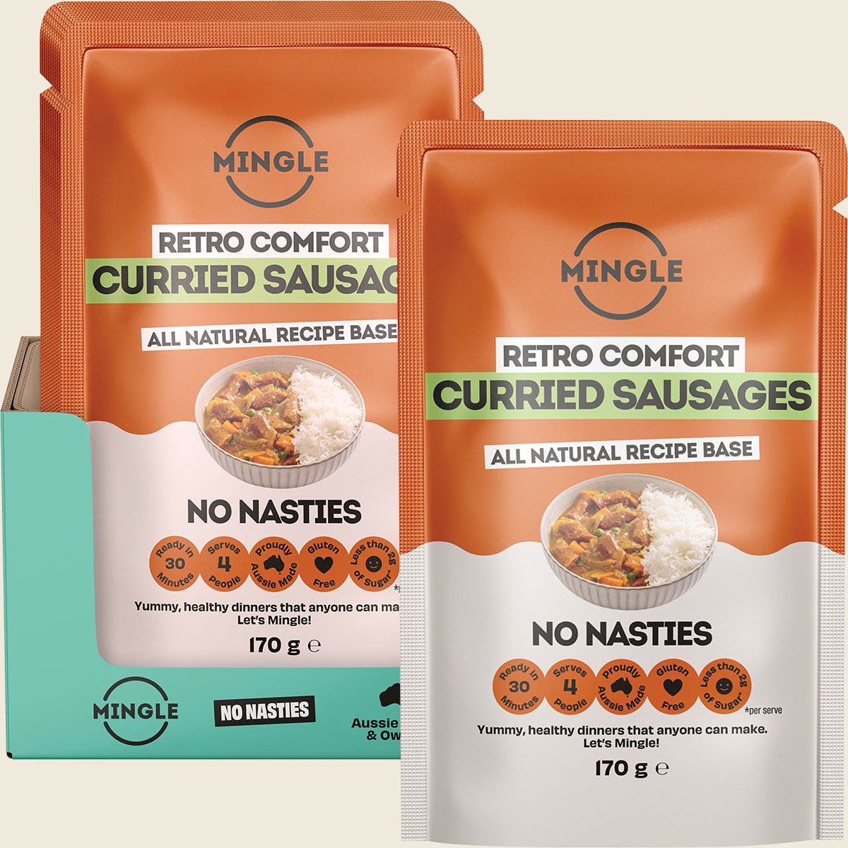 Mingle Curried Sausages All Natural Recipe Base 8x170g