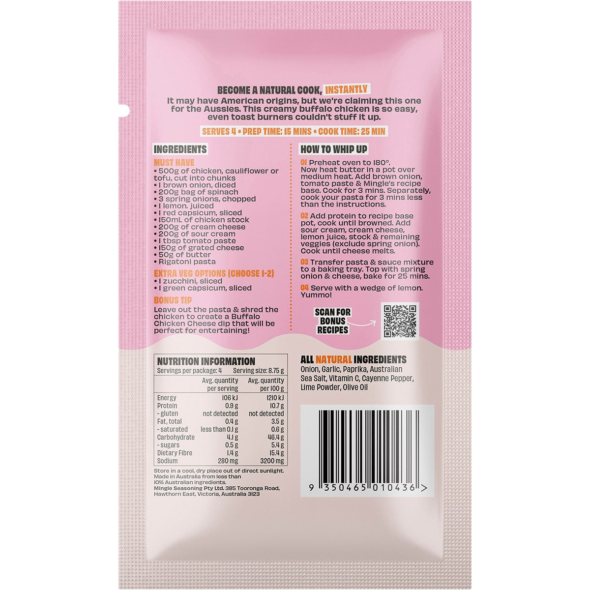 Mingle Buffalo Chicken Bake All Natural Recipe Base 12x35g - Cutprice Online