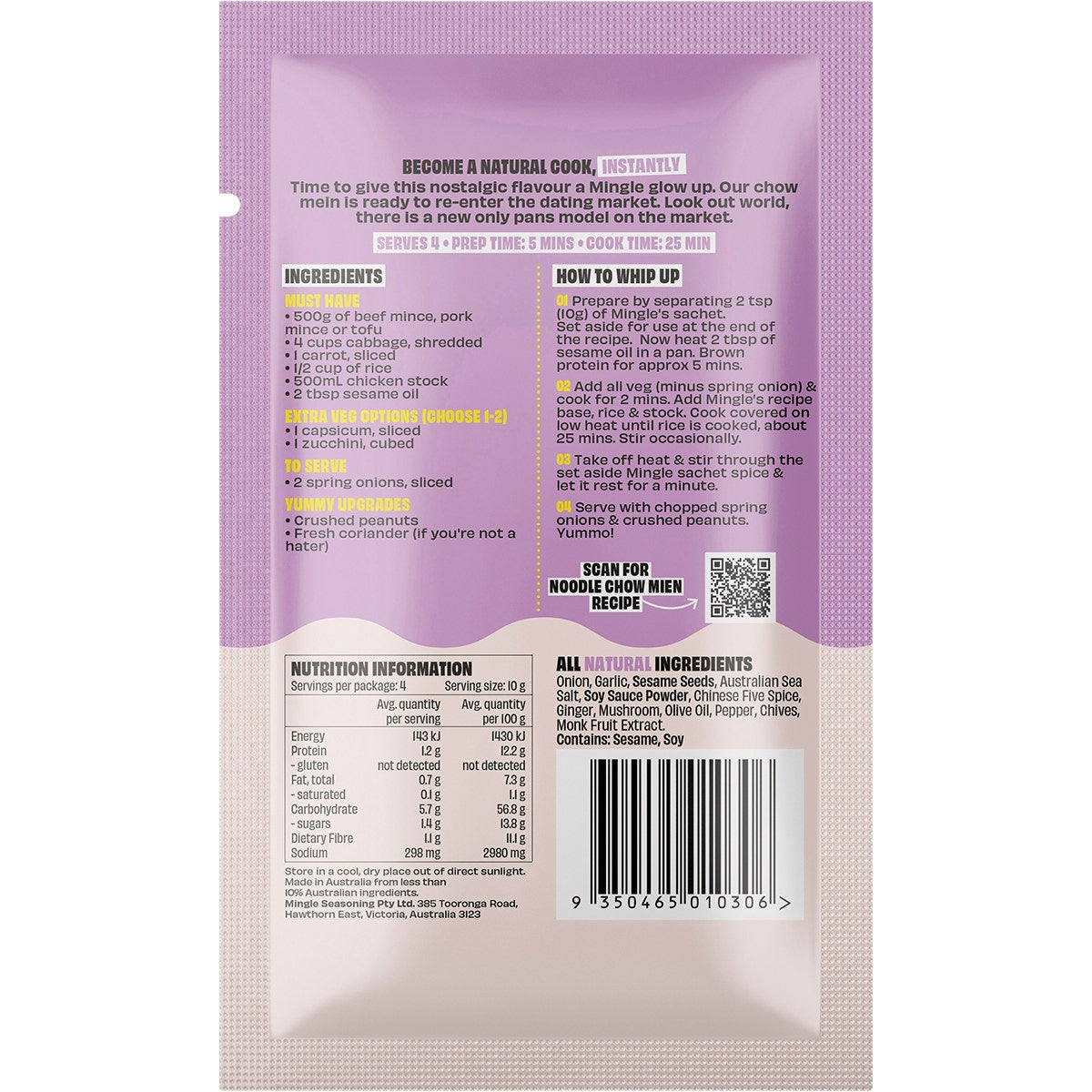 Mingle Chow Mein All Natural Recipe Base 12x40g - Cutprice Online