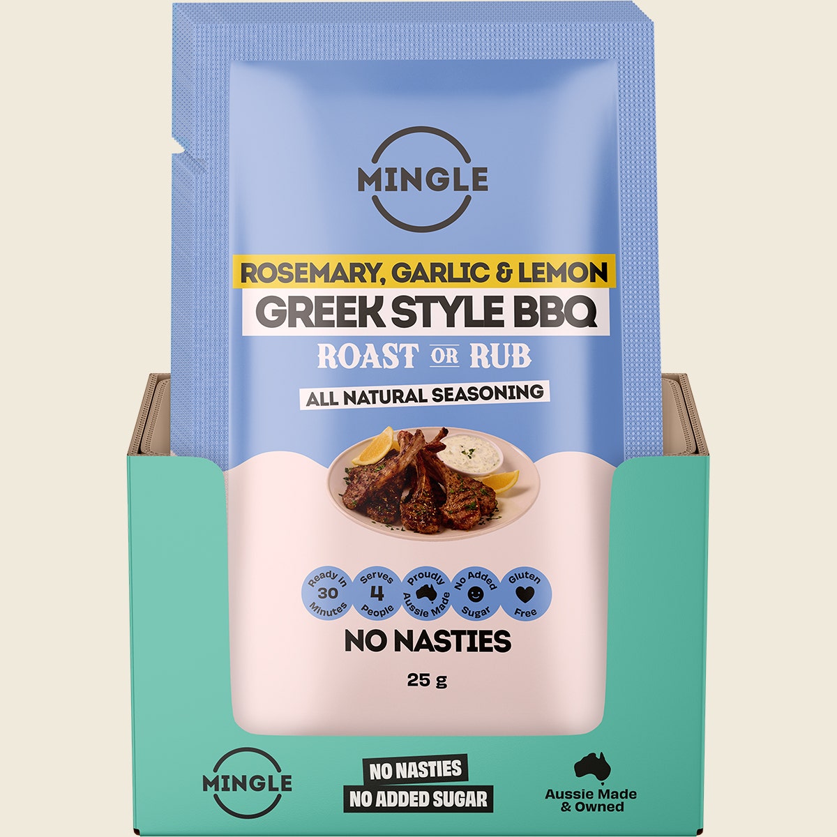 Mingle Greek Style Roast or Rub All Natural Seasoning 12x25g