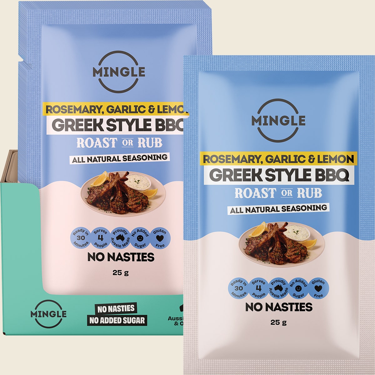 Mingle Greek Style Roast or Rub All Natural Seasoning 12x25g