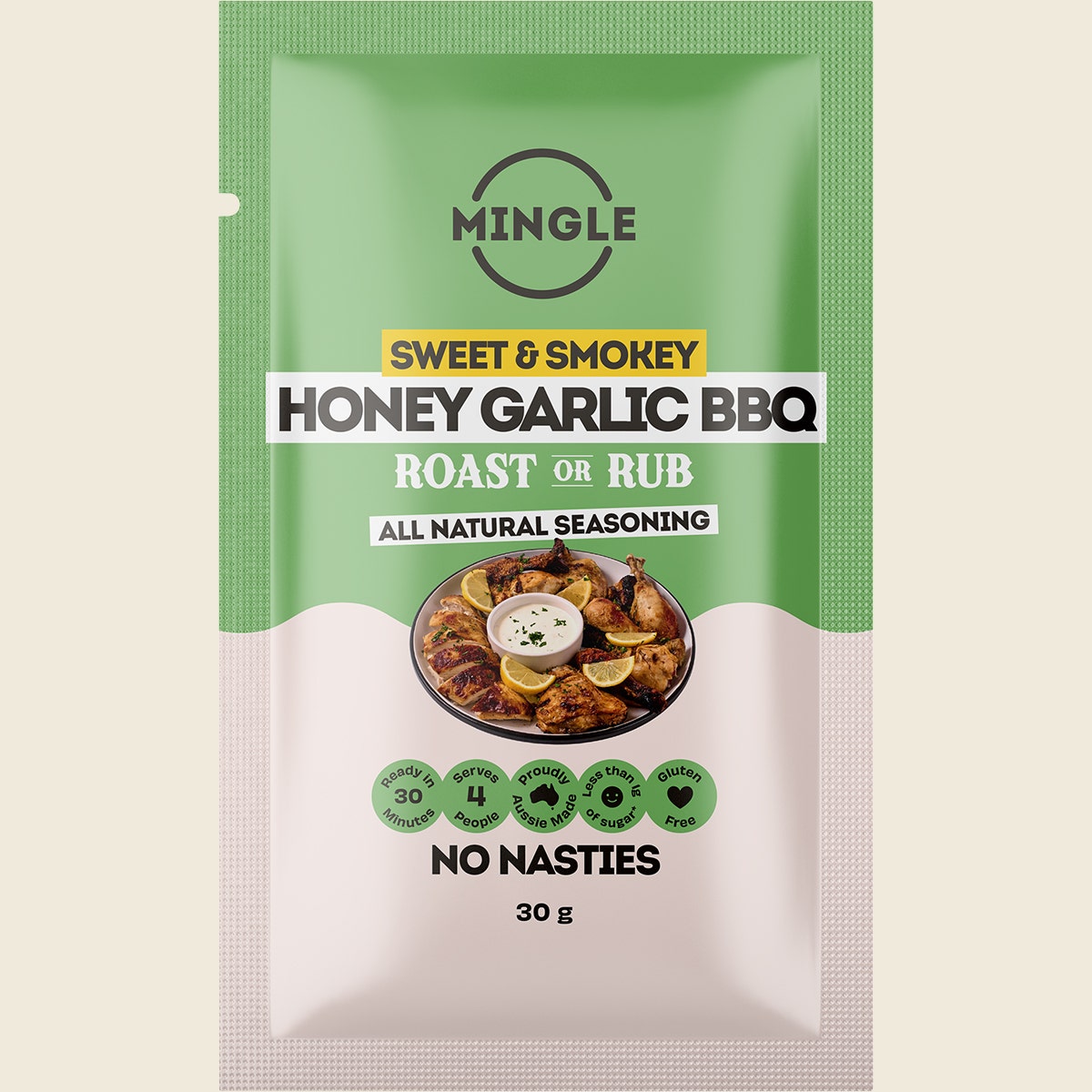 Mingle Honey Garlic BBQ Roast or Rub All Natural Seasoning 12x30g