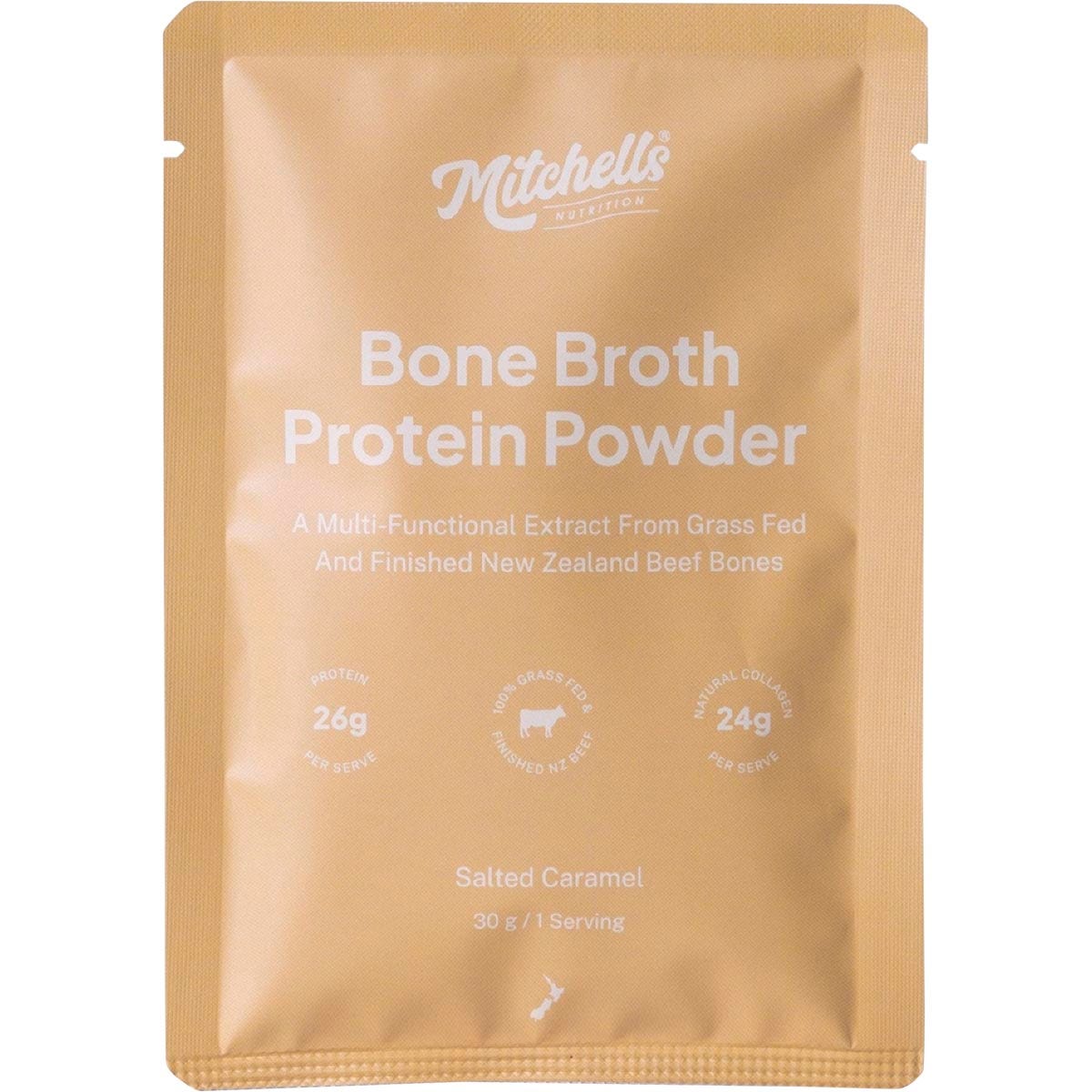 Mitchells Nutrition Bone Broth Protein Powder Salted Caramel 10x30g - Cutprice Online