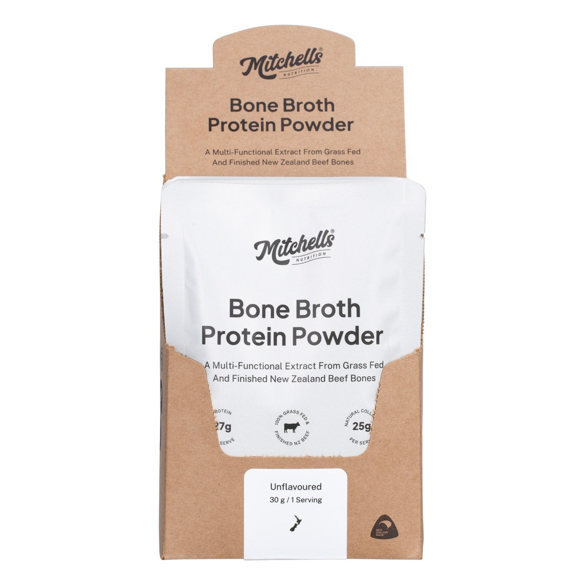 Mitchells Nutrition Bone Broth Protein Powder Unflavoured 10x30g - Cutprice Online